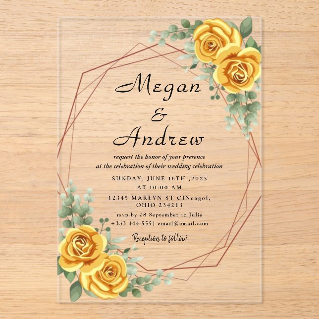 Invitations acryliques mariages (Recto)