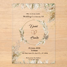 Invitations acryliques mariages marron et crème pe