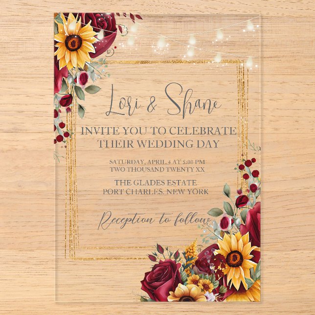 Invitations acryliques rose et Mariage Aster (Recto)