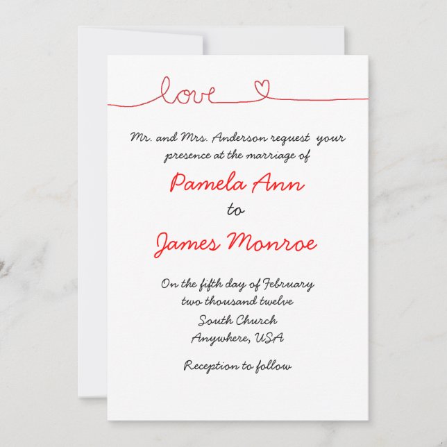 Invitations "Amour" (Devant)