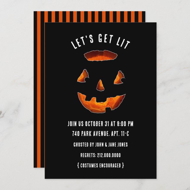 Invitations amusantes de la fête d'Halloween (Devant / Derrière)