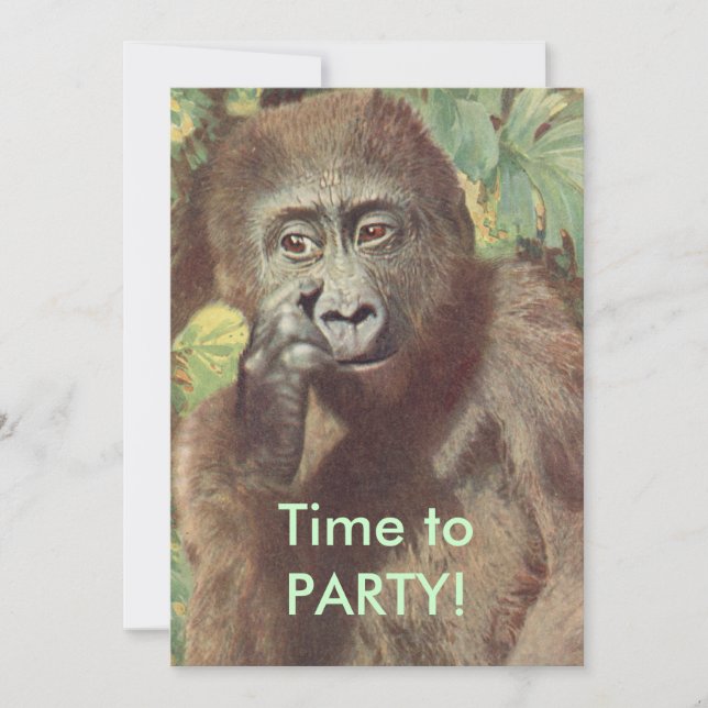 Invitations amusantes de la fête Meh Gorilla (Devant)