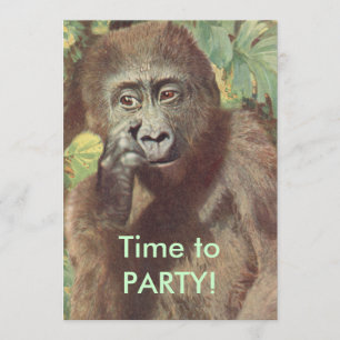 Invitations amusantes de la fête Meh Gorilla