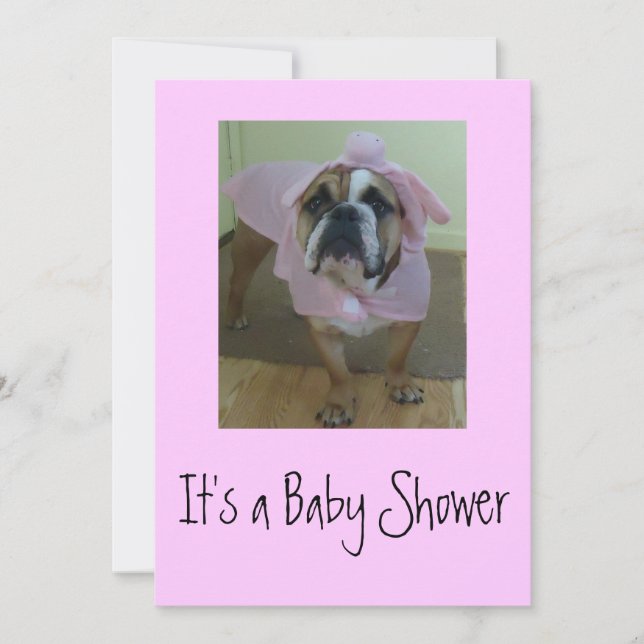 Invitations anglaises de baby shower de bouledogue (Devant)