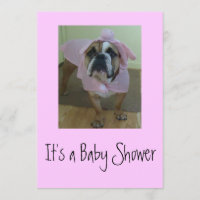 Invitations anglaises de baby shower de bouledogue