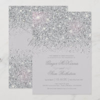 Invitations argentées de scintillement de mariage