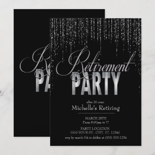 Invitations argentées et noires de partie de