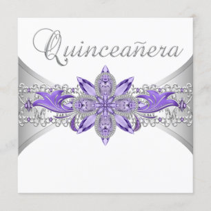 Invitations argentées pourpres de Quinceanera de