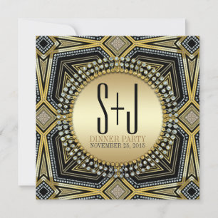 Invitations Art Déco Geometry Gold Dinner Party