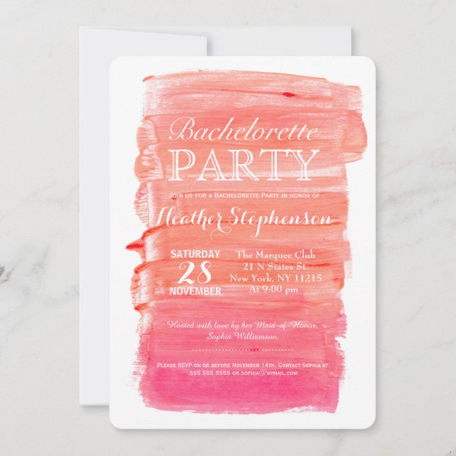 Invitations assez roses de partie de Bachelorette (Devant)