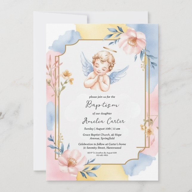 invitations au baptême d'ange (Devant)