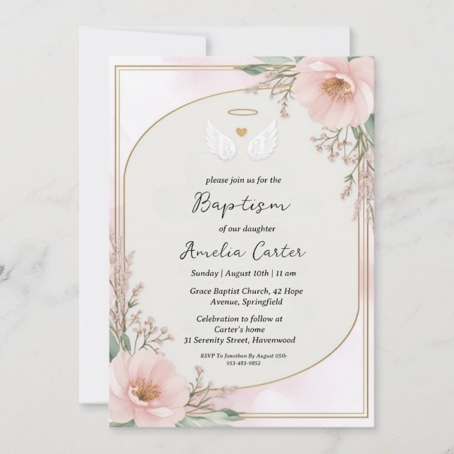 invitations au baptême d'ange (Devant)