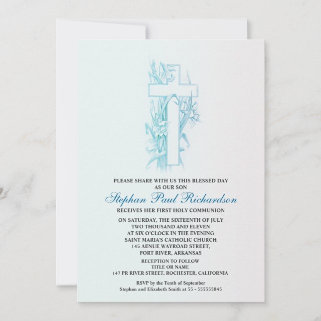 Invitations au baptême de la communion du garçon b (Devant)