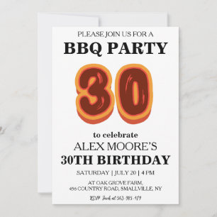 invitations au barbecue à 30e anniversaire