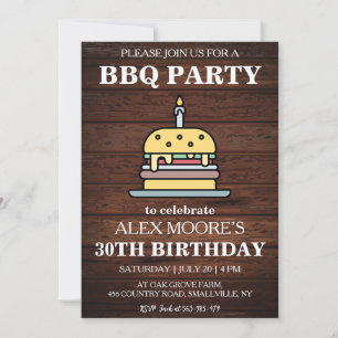 invitations au barbecue à 30e anniversaire