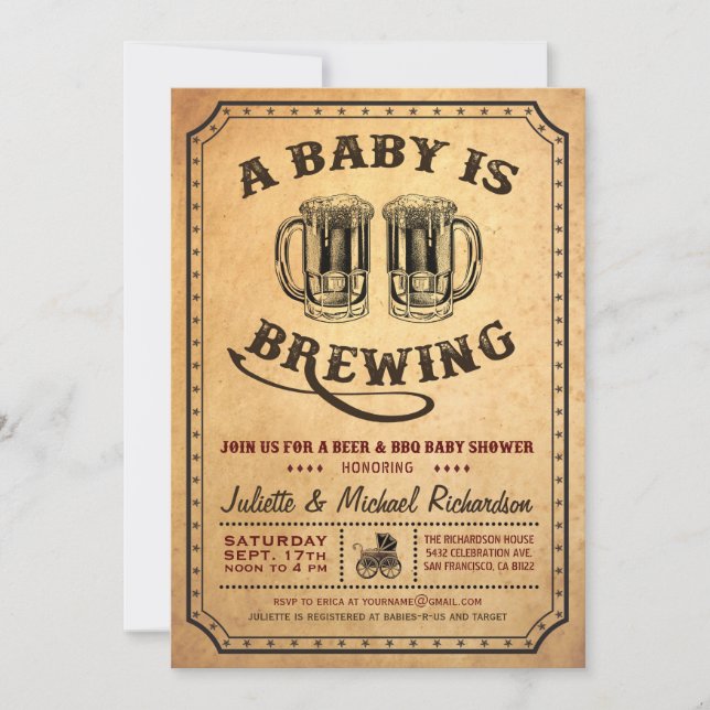 Invitations au barbecue Baby shower "Un bébé brass (Devant)