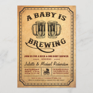 Invitations au barbecue Baby shower "Un bébé brass