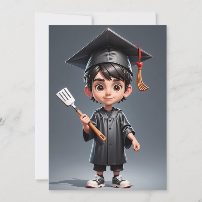 invitations au barbecue de graduation moderne (Devant)