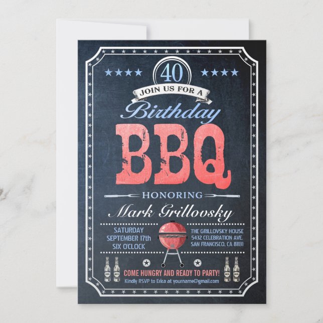 Invitations au barbecue du 40e anniversaire| Table (Devant)