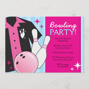 Invitations au Bowling Birthday Party en rose
