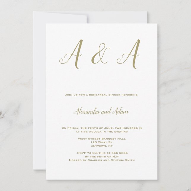 Invitations au dîner de répétition de monogramme d (Devant)