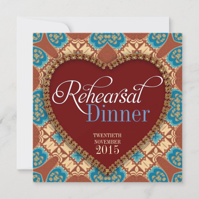 Invitations au dîner de répétition du coeur de la  (Devant)