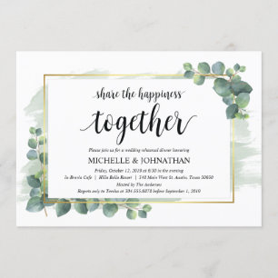 Invitations au dîner de répétition Mariage Eucalyp