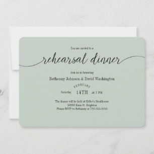 Invitations au dîner de répétition vert de la Mint