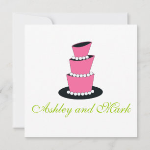 Invitations au gâteau Mariage Pearl Vert rose