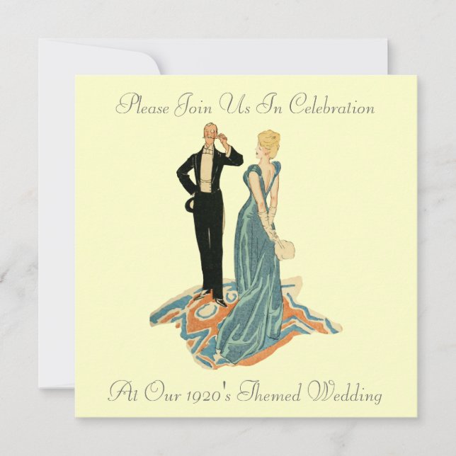Invitations au mariage à thème des années 1920 (Devant)