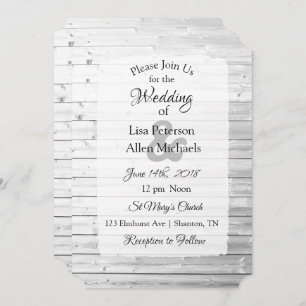 Invitations au mariage blanc en bois