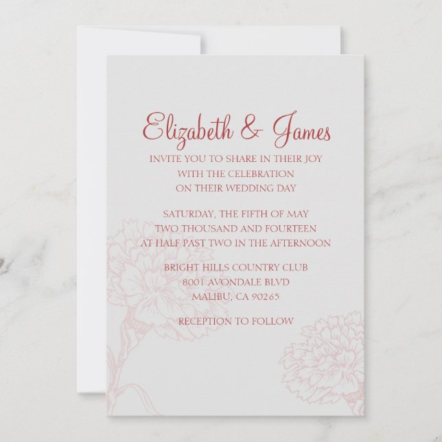 Invitations au mariage blanc et rouge personnalisé (Devant)