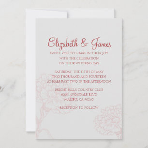 Invitations au mariage blanc et rouge personnalisé