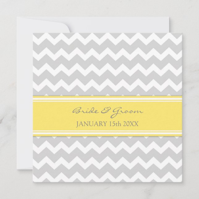 Invitations au mariage Chevron gris jaune (Devant)