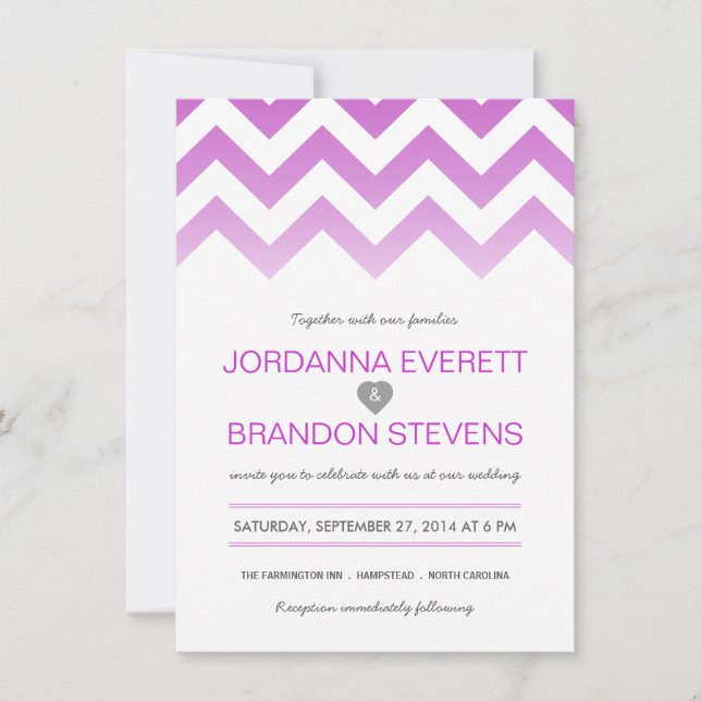 Invitations au mariage Chevron Ombre de Lavender P (Devant)