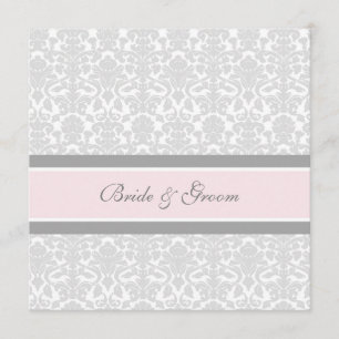 Invitations au mariage Damas blanc gris rose