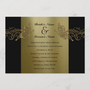 Invitations au mariage de Black Gold Butterfly