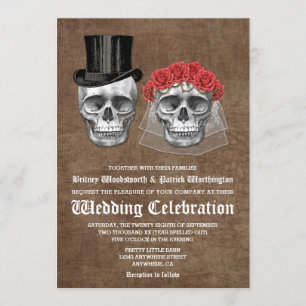 Invitations au mariage de deux couples de crânes m
