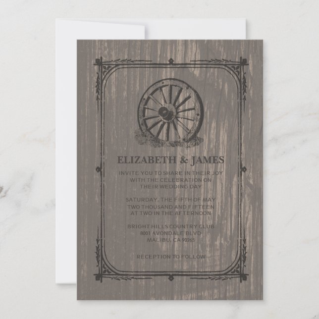 Invitations au mariage de la vieille roue de Wagon (Devant)