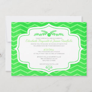 Invitations au mariage de Lime Green Chevron
