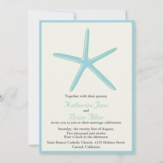Invitations au mariage de Starfish Aquamarine