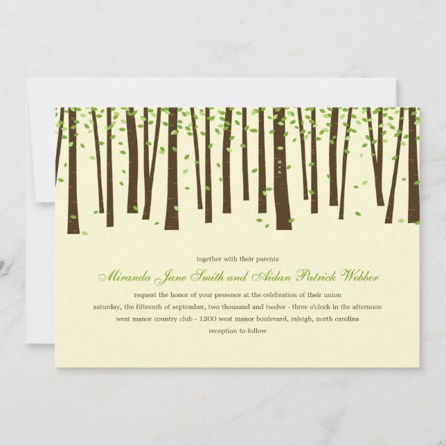 Invitations au mariage des arbres forestiers - Ver (Devant)