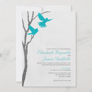 Invitations au mariage des oiseaux bleus Vintages
