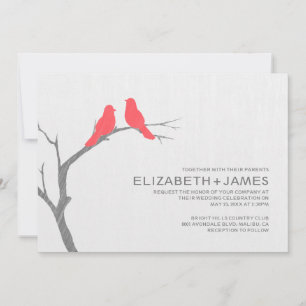 Invitations au mariage des oiseaux rouges