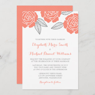Invitations au mariage des Roses gris et corallien
