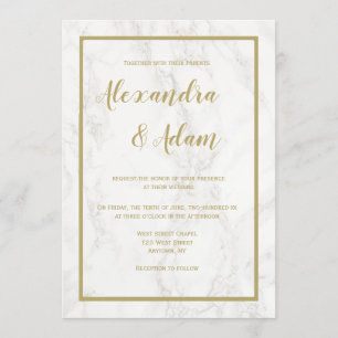 Invitations au mariage en marbre d'or