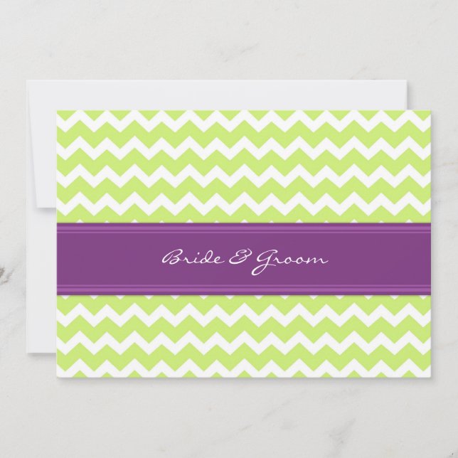 Invitations au mariage Green Plum Chevron (Devant)