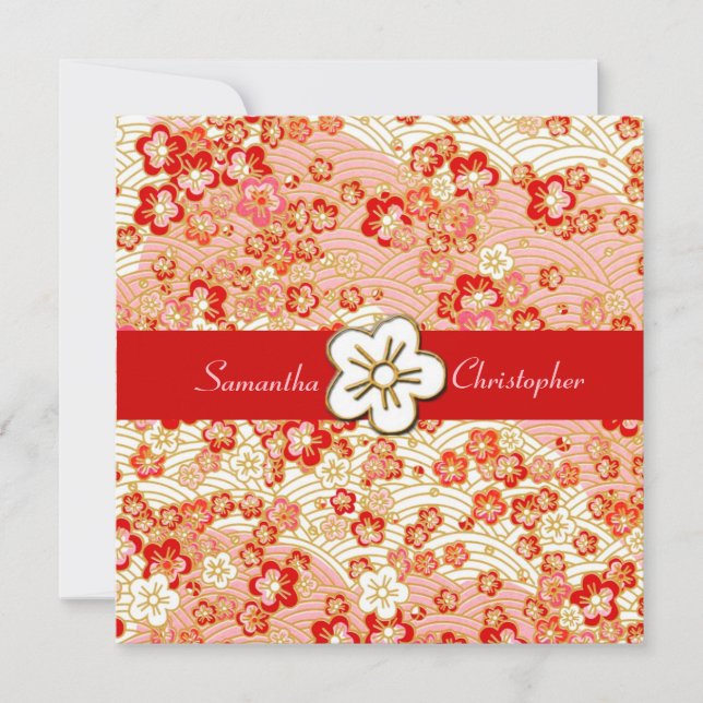 Invitations au mariage Sakura Chirimen (Devant)