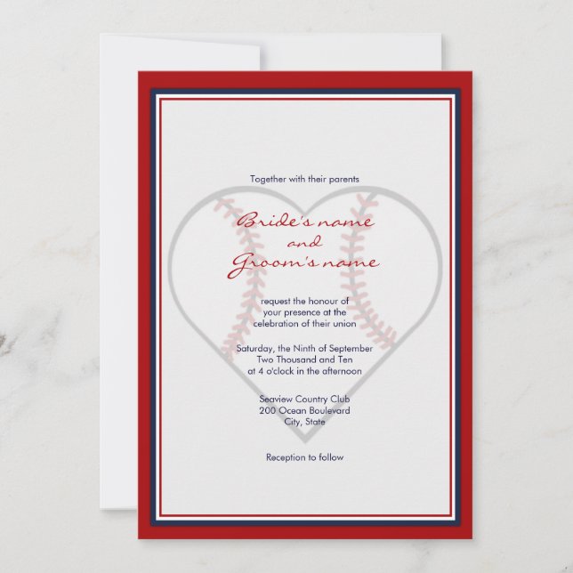 Invitations au mariage sur le thème du baseball (Devant)