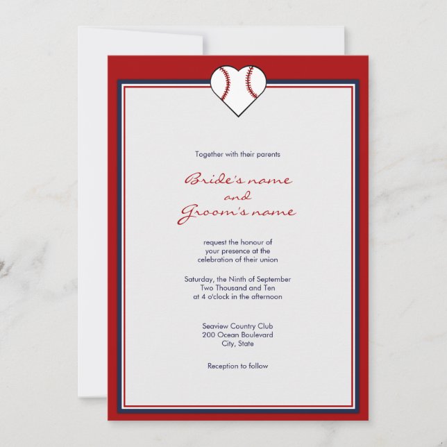Invitations au mariage sur le thème du baseball (Devant)